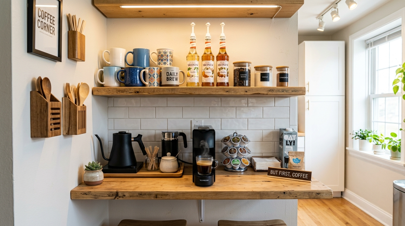 Use mugs and glassware as decor with restraint